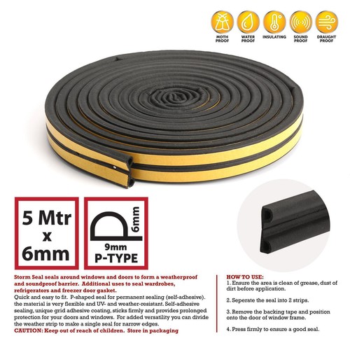 Rubber seal weather strip - 5m,