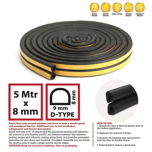 Rubber seal weather strip - 5m,